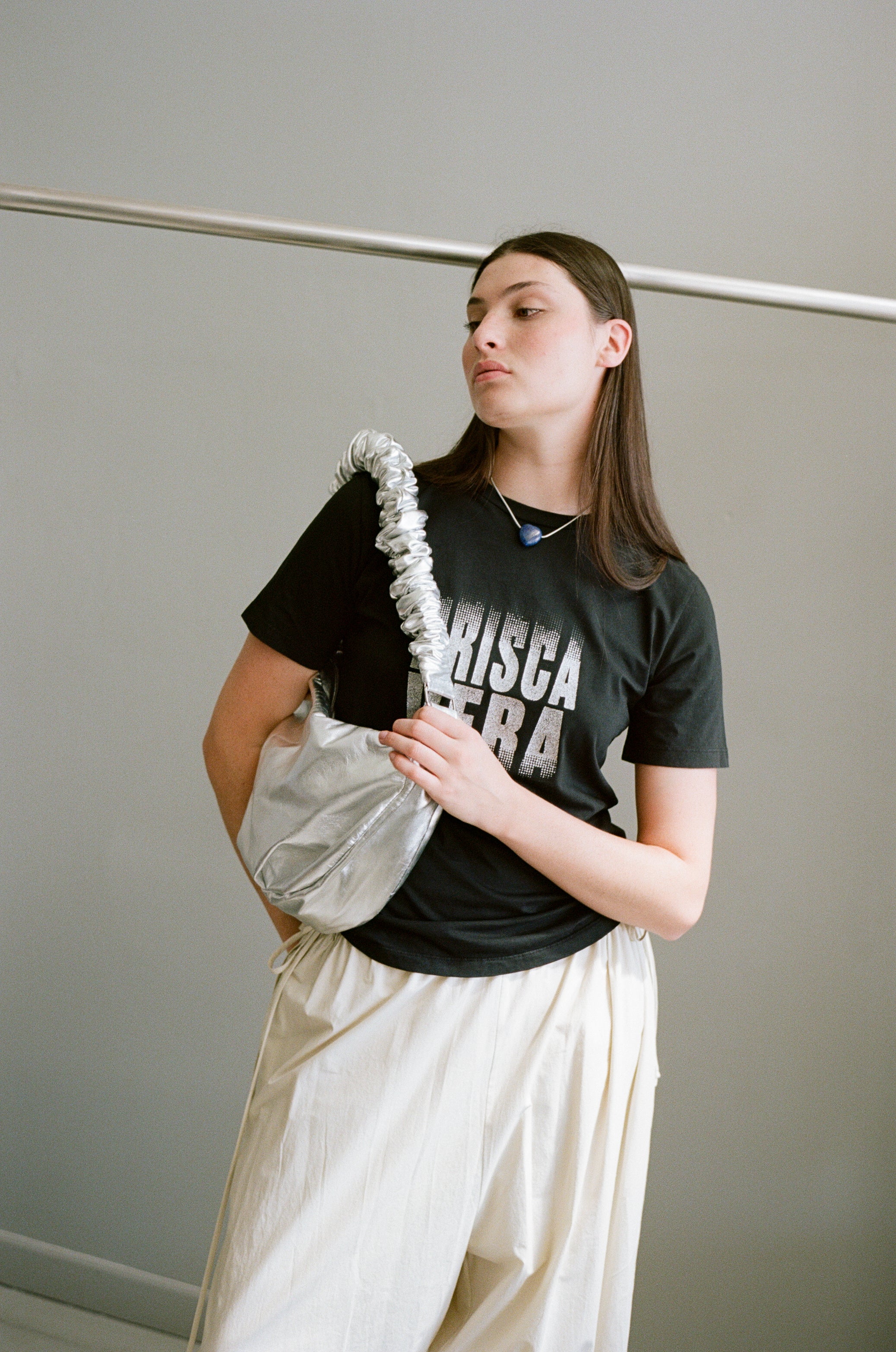 PV SCRUNCHIE BAG - SILVER LEATHER | Bag NZ | PERMANENT VACATION NZ | Black Box Boutique Auckland | Womens Fashion NZ