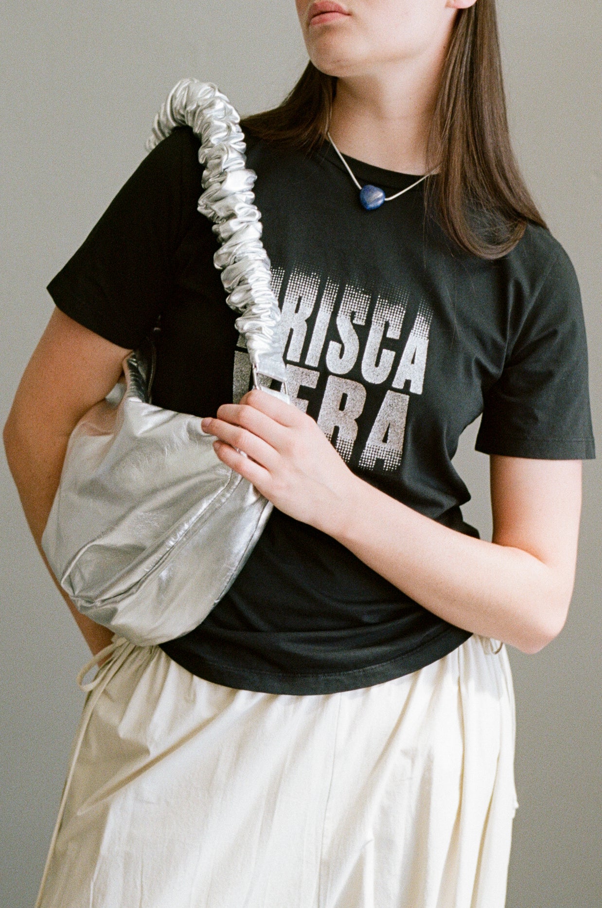 PV SCRUNCHIE BAG - SILVER LEATHER | Bag NZ | PERMANENT VACATION NZ | Black Box Boutique Auckland | Womens Fashion NZ