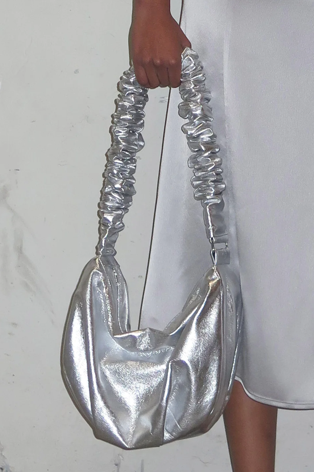 PV SCRUNCHIE BAG - SILVER LEATHER | Bag NZ | PERMANENT VACATION NZ | Black Box Boutique Auckland | Womens Fashion NZ
