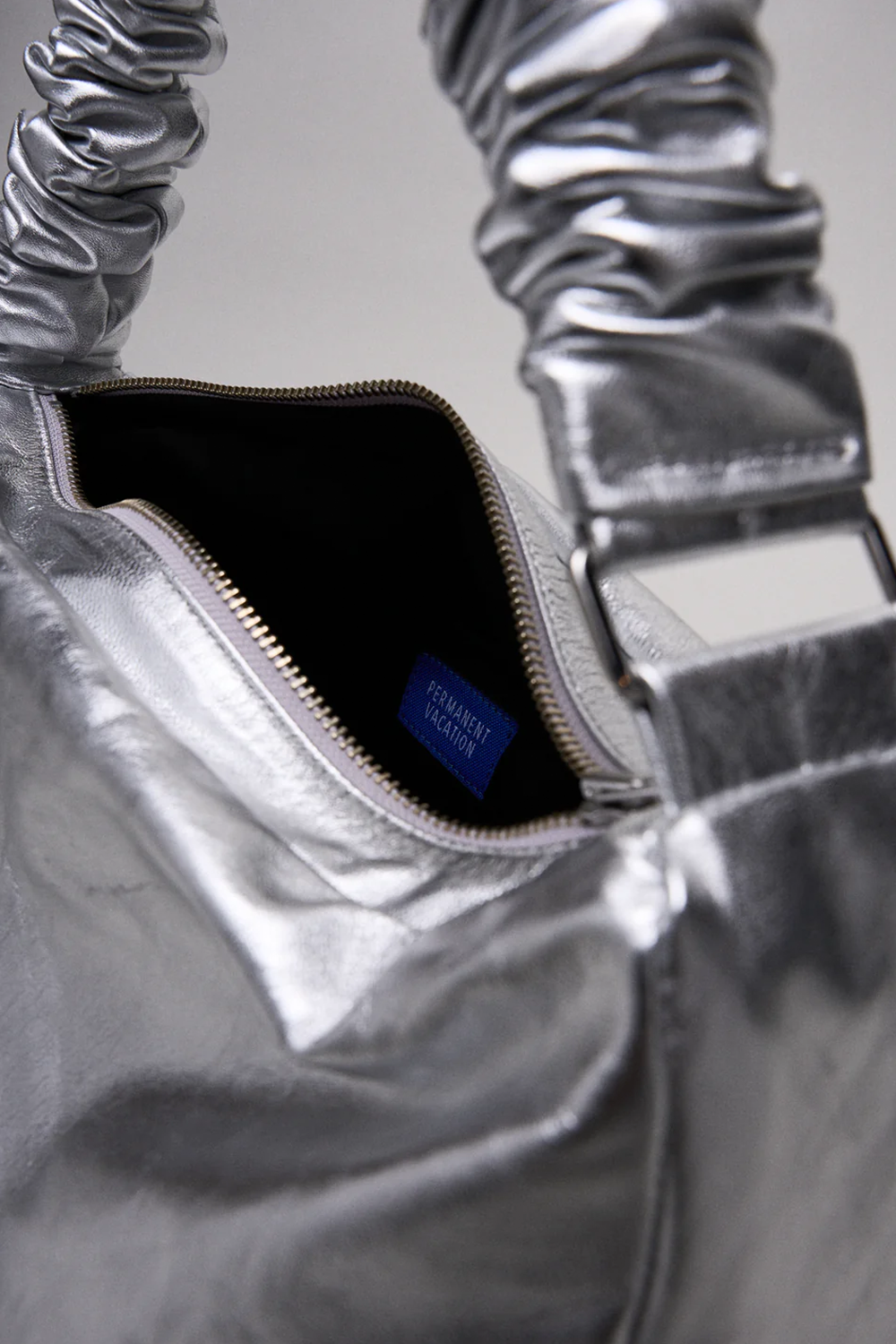 PV SCRUNCHIE BAG - SILVER LEATHER | Bag NZ | PERMANENT VACATION NZ | Black Box Boutique Auckland | Womens Fashion NZ