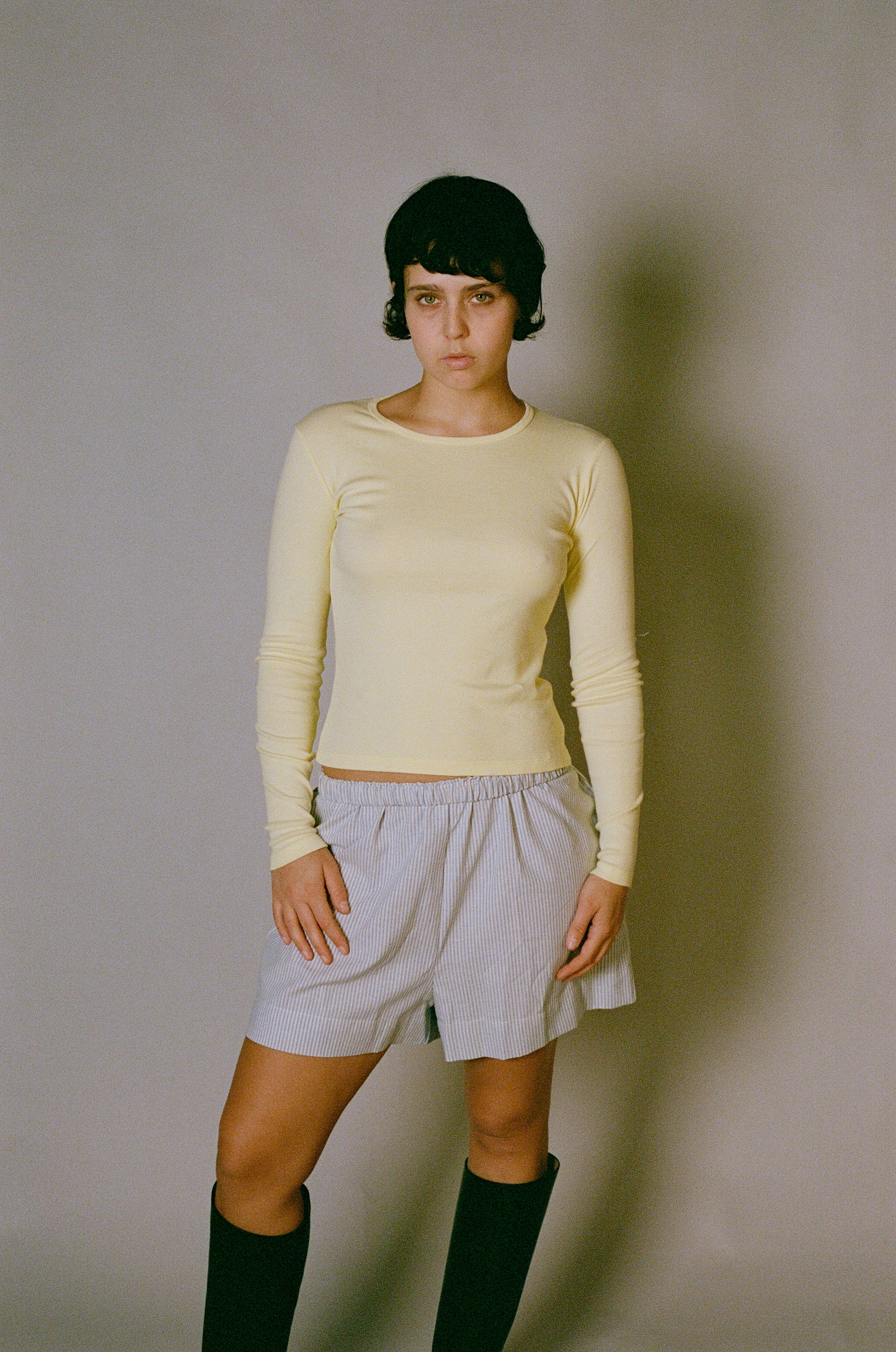 LONG SLEEVE BELLEVUE TEE - BANANA CREAM