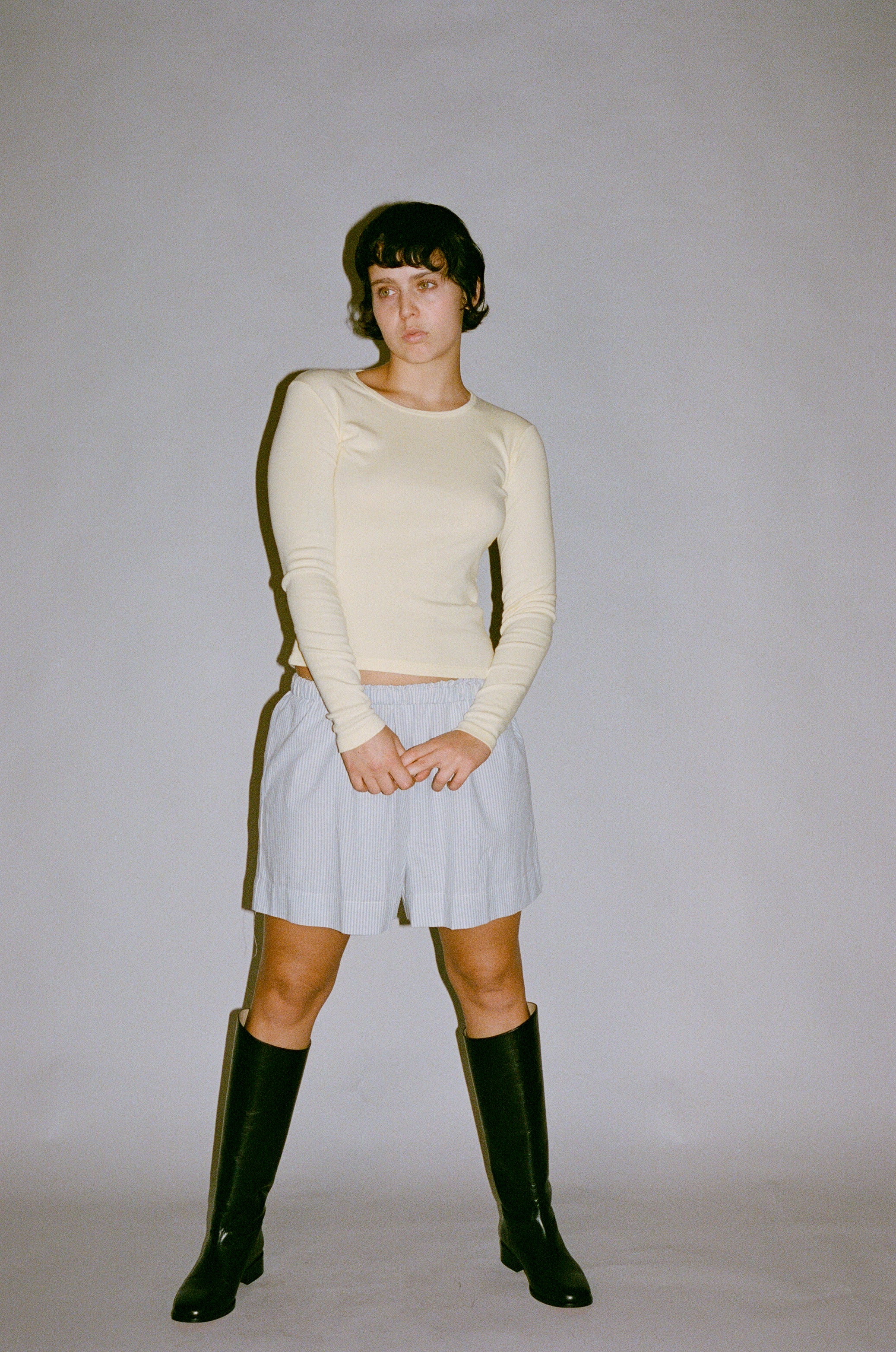 LONG SLEEVE BELLEVUE TEE - BANANA CREAM