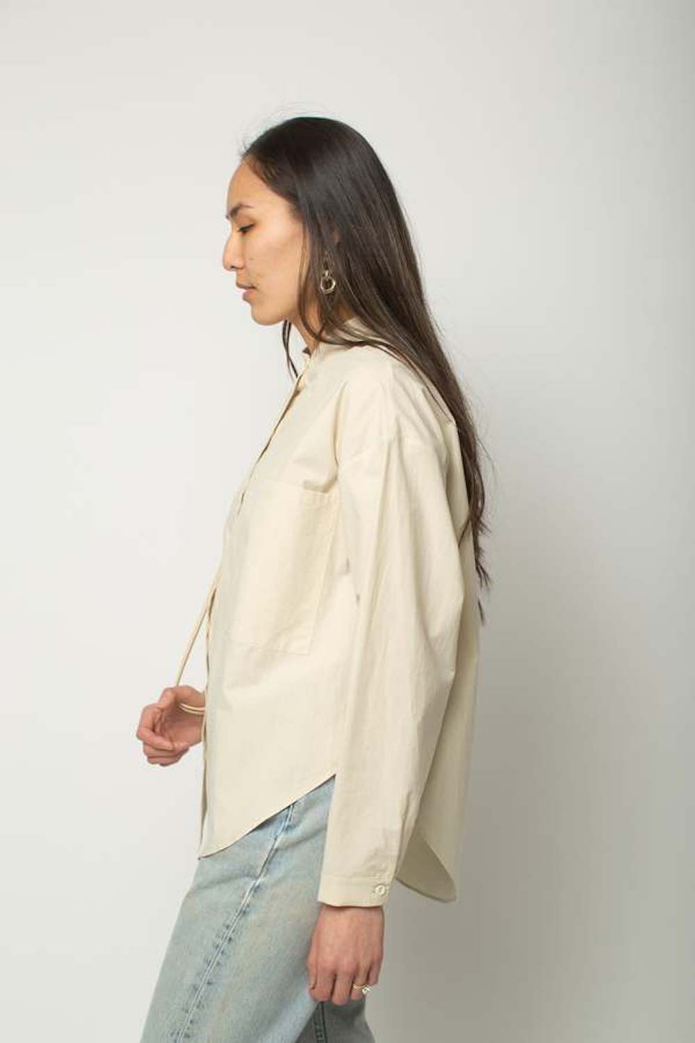 Oversize Button down | eggshell | Top NZ | MODERN WEAVING NZ | Black Box Boutique Auckland | Womens Fashion NZ