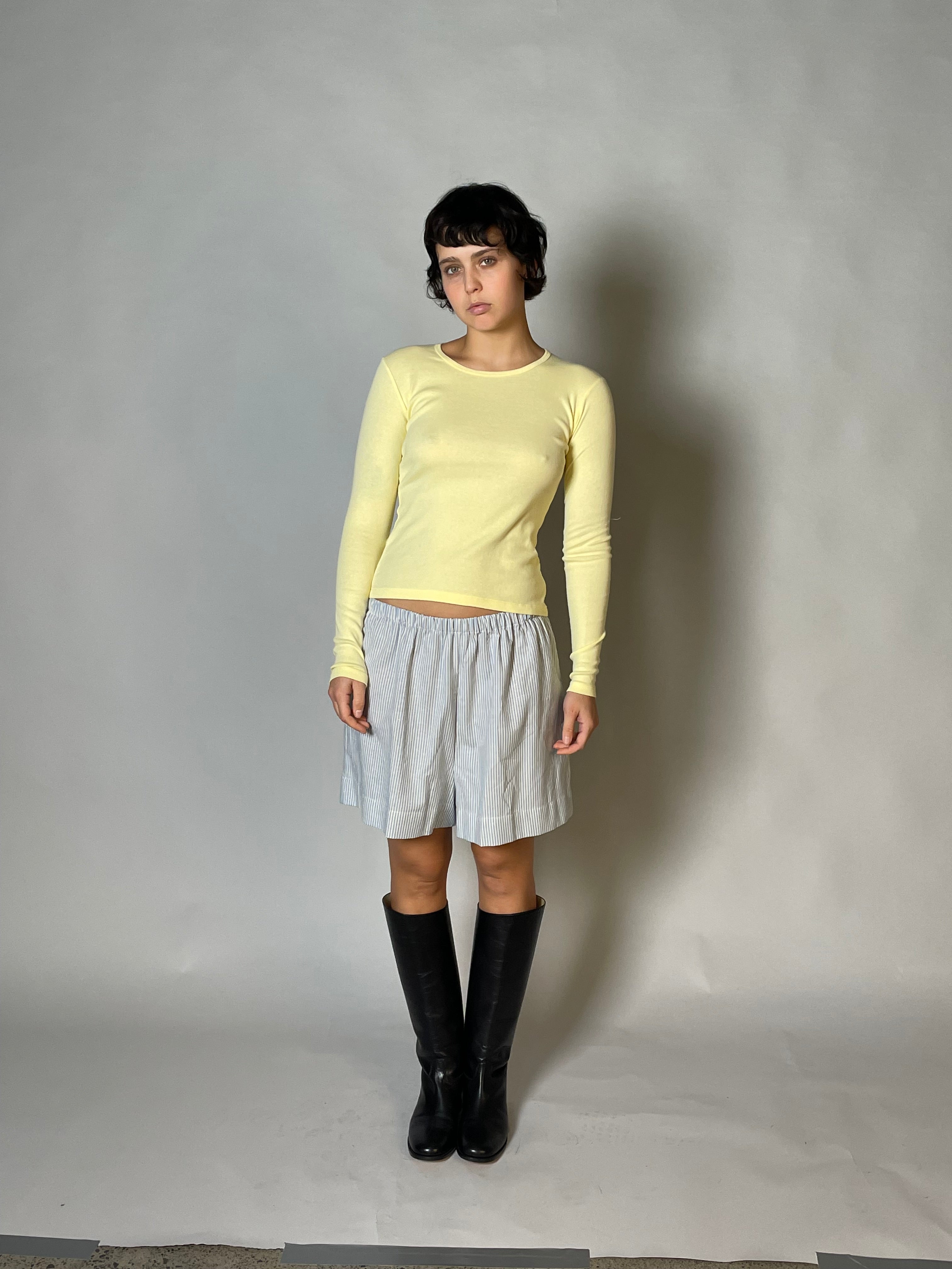LONG SLEEVE BELLEVUE TEE - BANANA CREAM