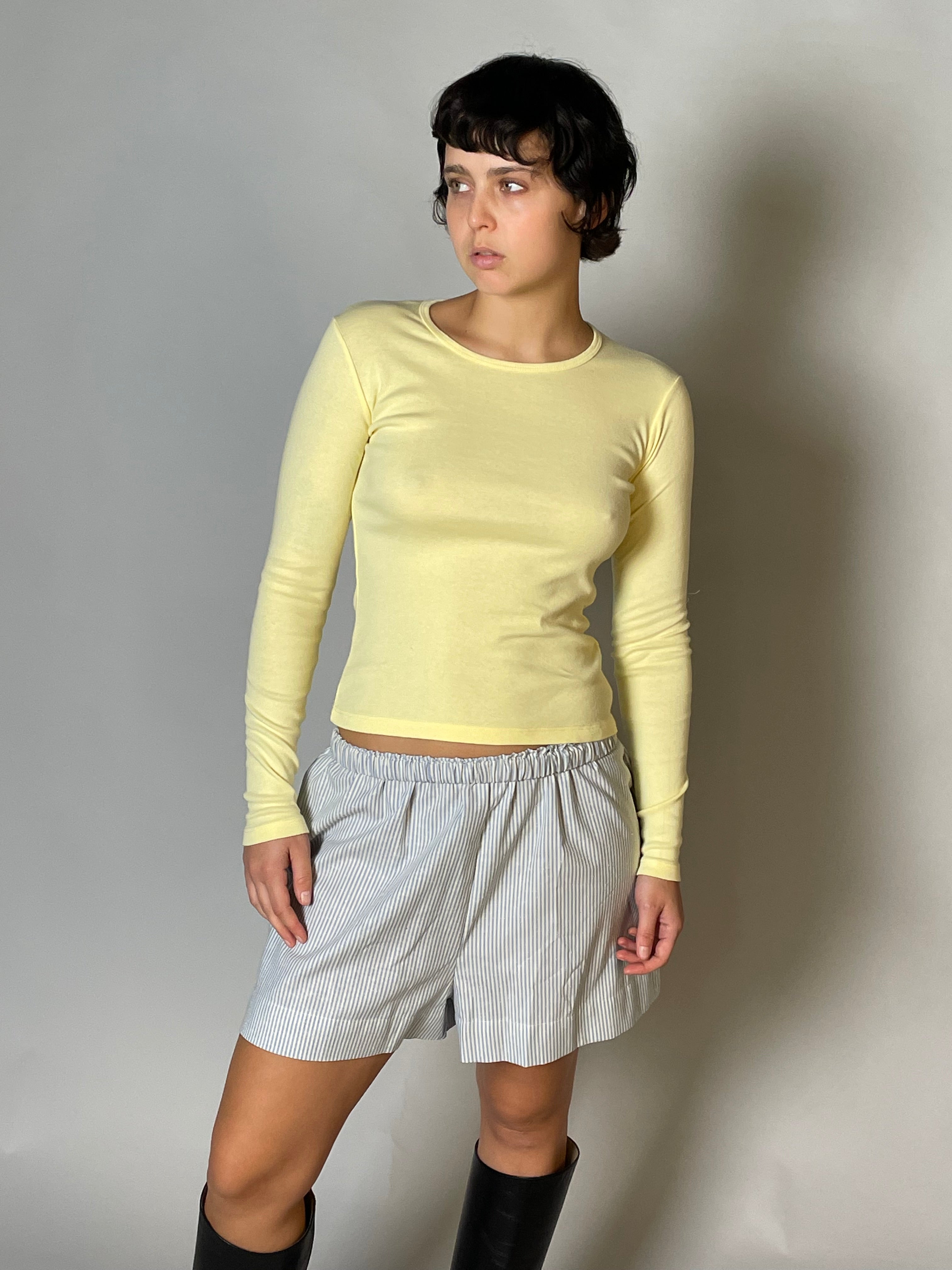 LONG SLEEVE BELLEVUE TEE - BANANA CREAM