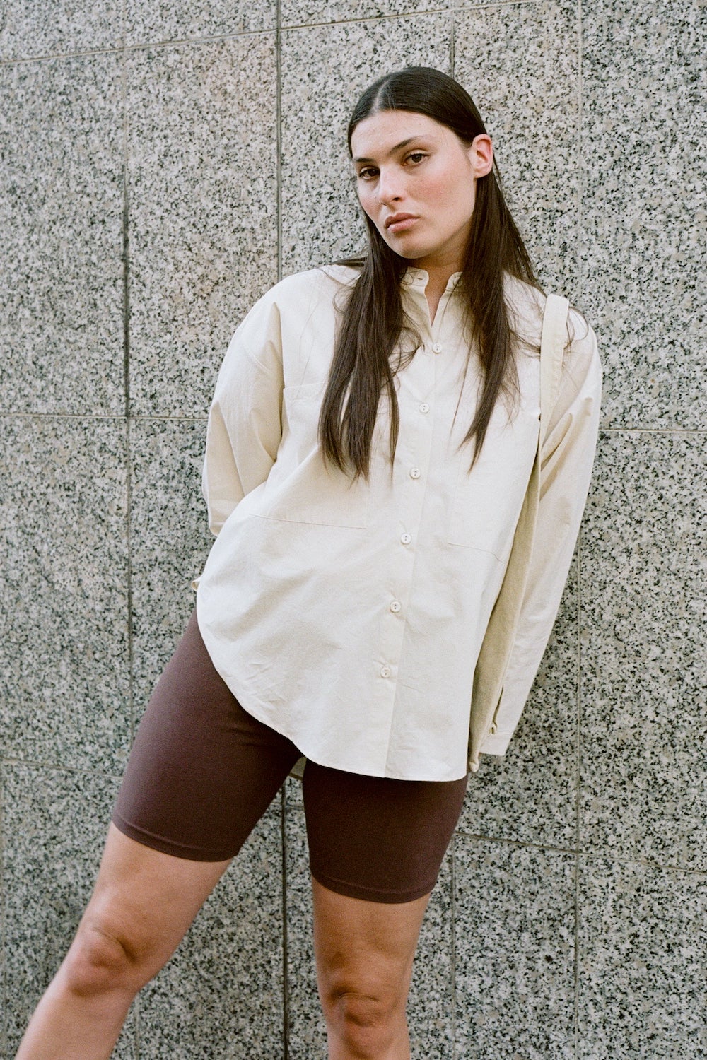 Oversize Button down | eggshell | Top NZ | MODERN WEAVING NZ | Black Box Boutique Auckland | Womens Fashion NZ