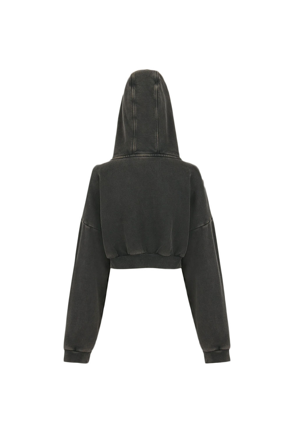 CROPPED FULL ZIP HOODIE | WASHED BLACK