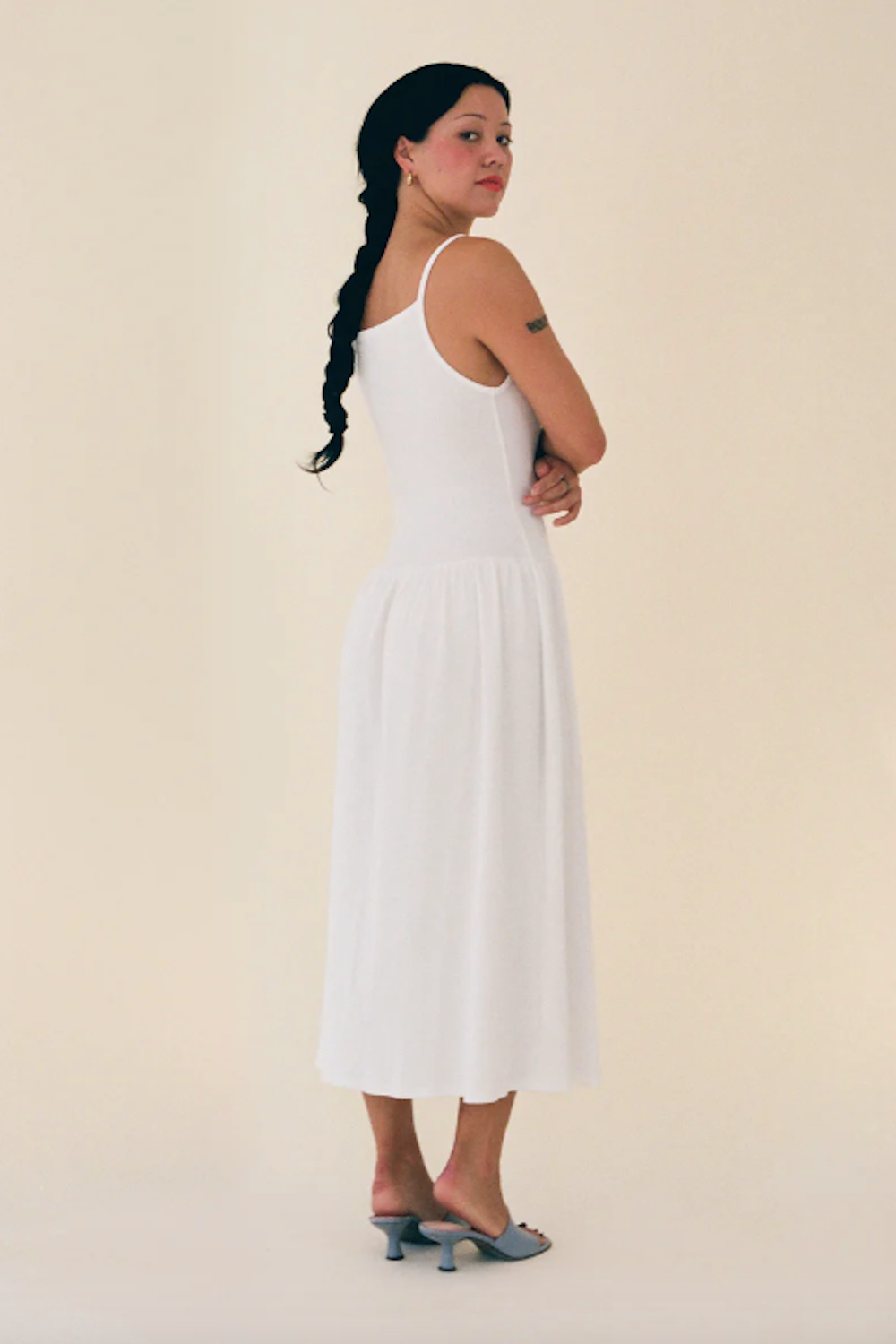 LaPointe Drop Waist Midi Dress | White | Stock NZ | GIL RODRIGUEZ NZ | Black Box Boutique Auckland | Womens Fashion NZ